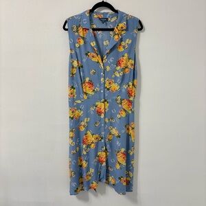ModCloth Floral Western Light Blue Shirt Dress Plus Size 3X